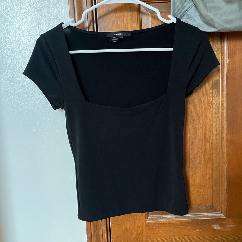 black square neck blouse